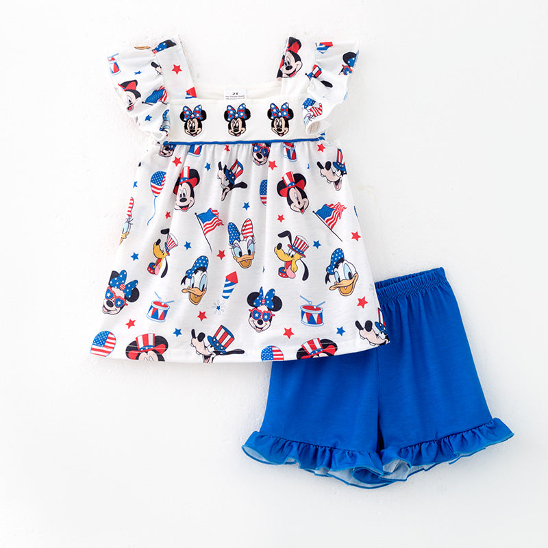 （In Stock）Girls Spring and Summer Cartoon Embroidery Outfit Set