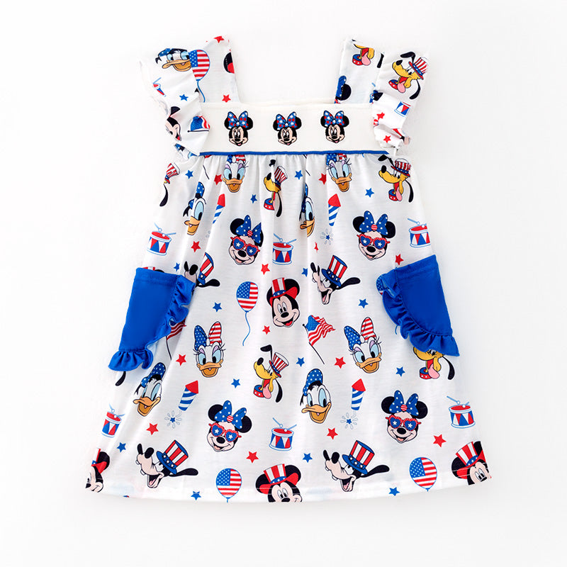 （In Stock）Girls Spring and Summer Cartoon Embroidery Dress