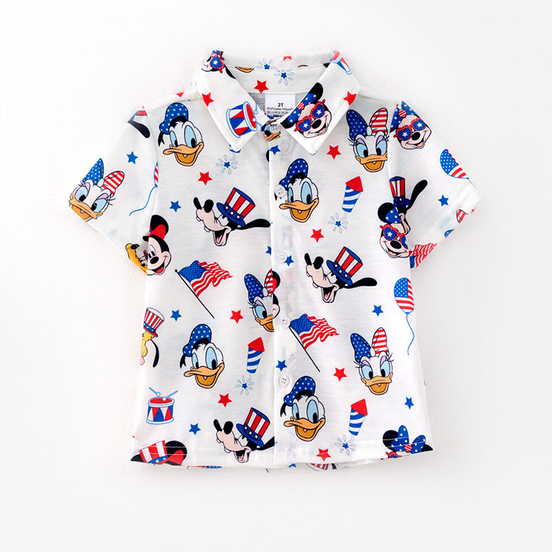 （In Stock）Boys Spring and Summer Cartoon Print Shirt