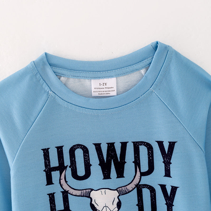 （In Stock L21-2-1）Boys Light Blue Halloween Print Hoodie