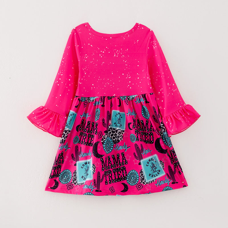 （In Stock L17-1-3）Girls Pink MAMA TRIED Print Dress