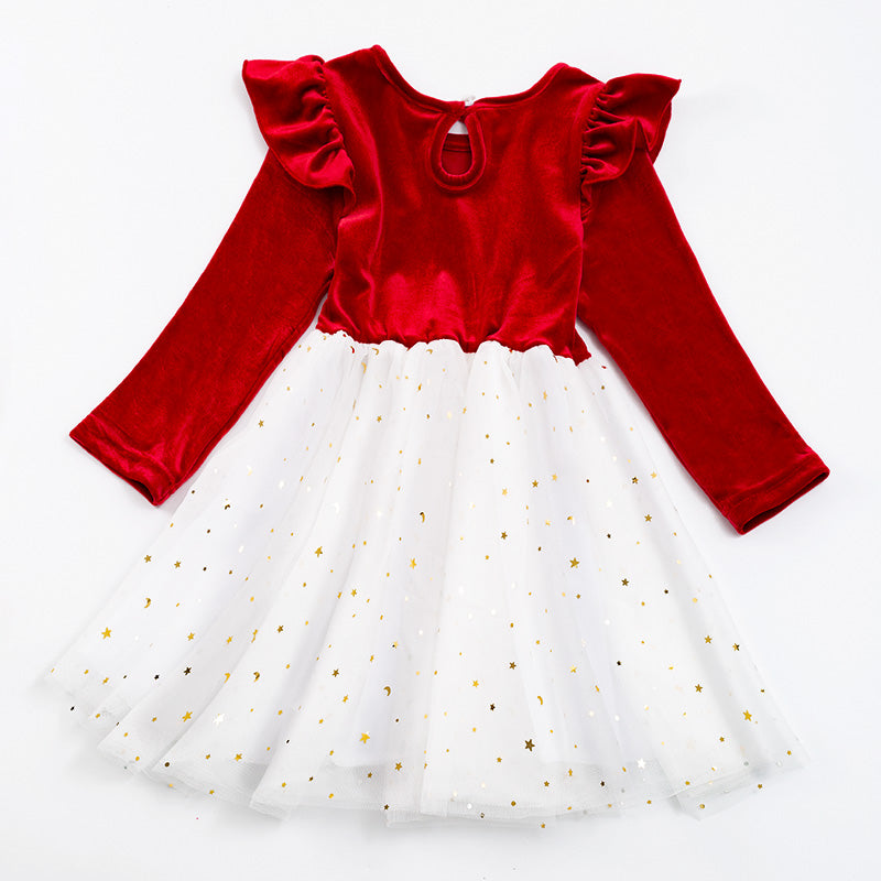 (In Stock E34-5-1)Christmas RED velvet tulle dress