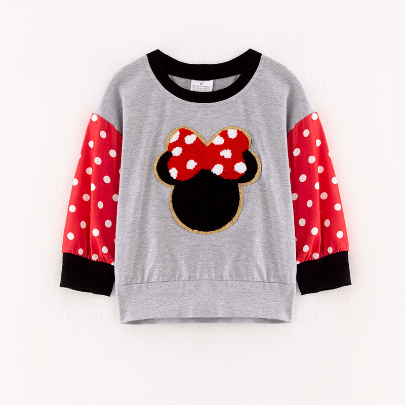 (In Stock L25-4-2)Girls Cartoon Chenille Patches Top