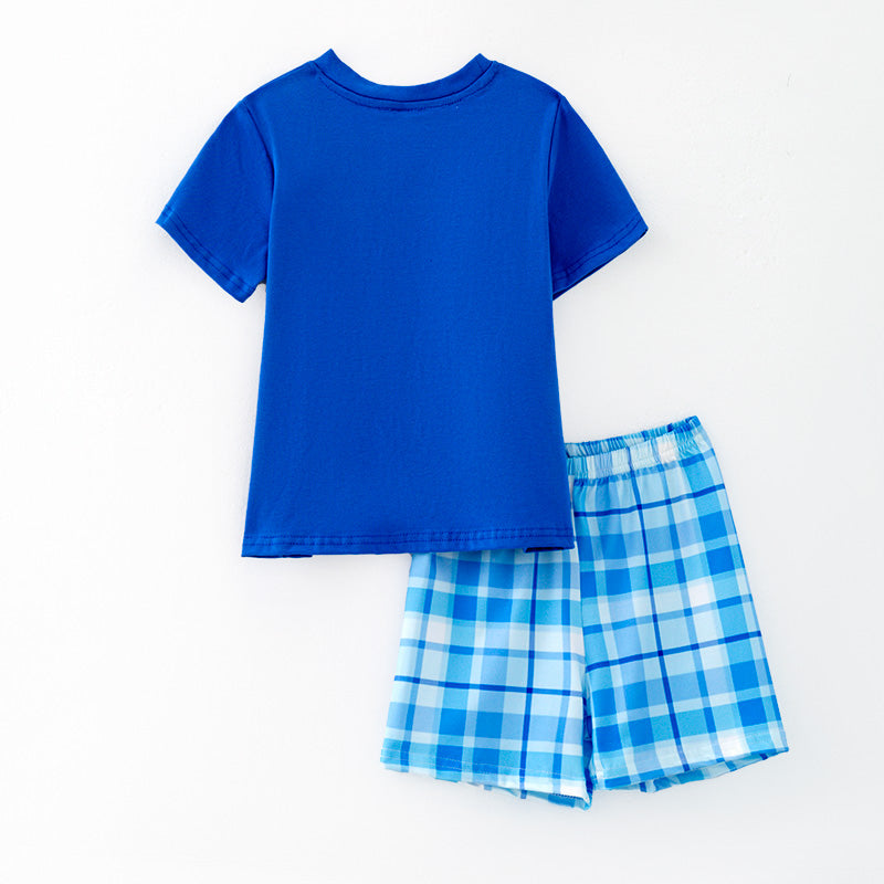 （In Stock）Boys Spring and Summer I ♥ MAMA Embroidery Smocked Shorts Set