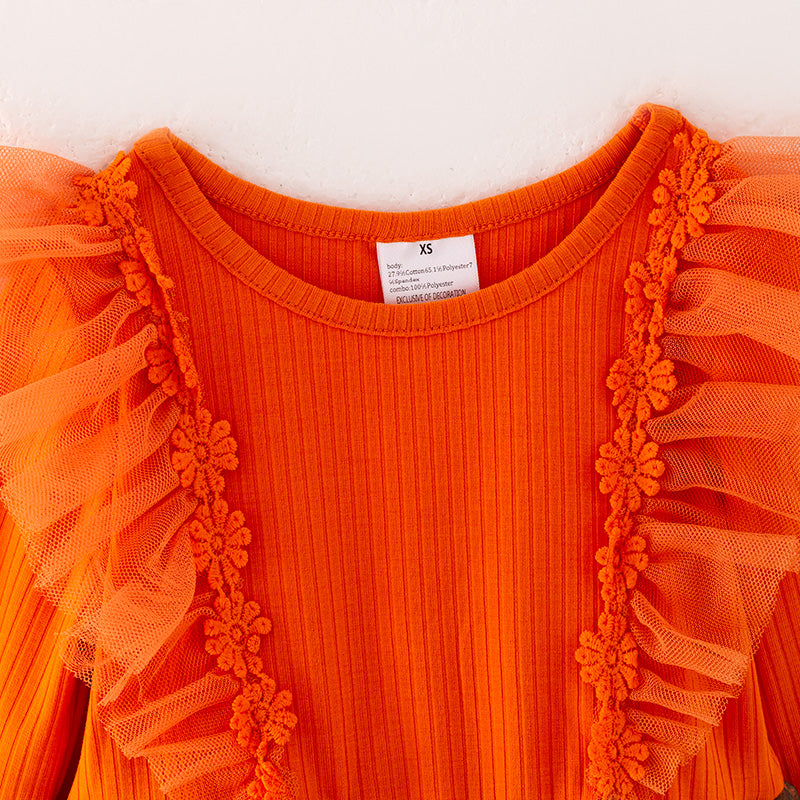 （In Stock L28-1-1）Girls Orange Thanksgiving Tulle Dress