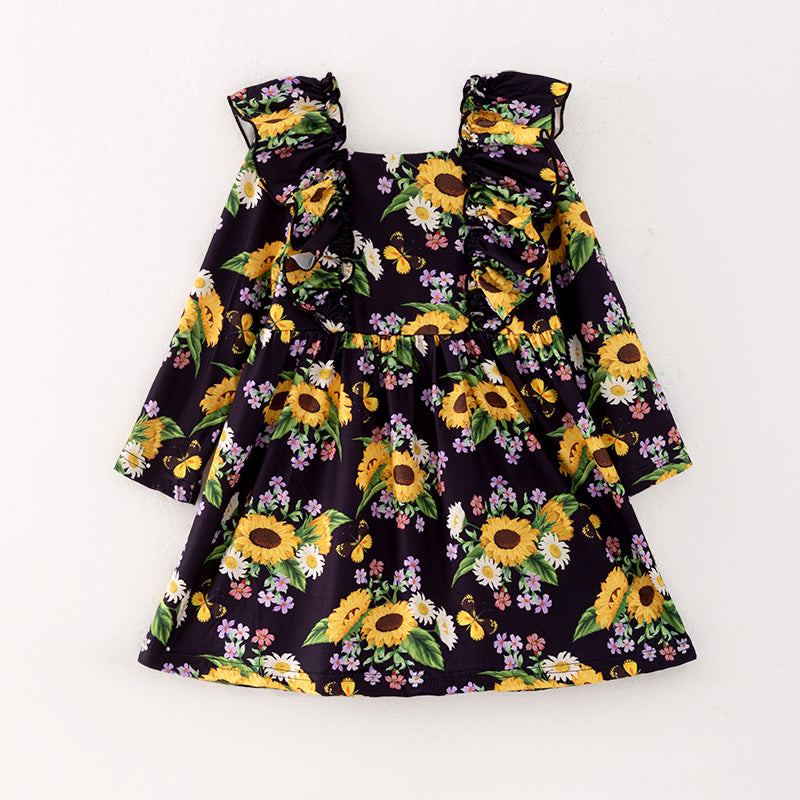 （In Stock L28-2-3）Girls Fall Floral Print Dress