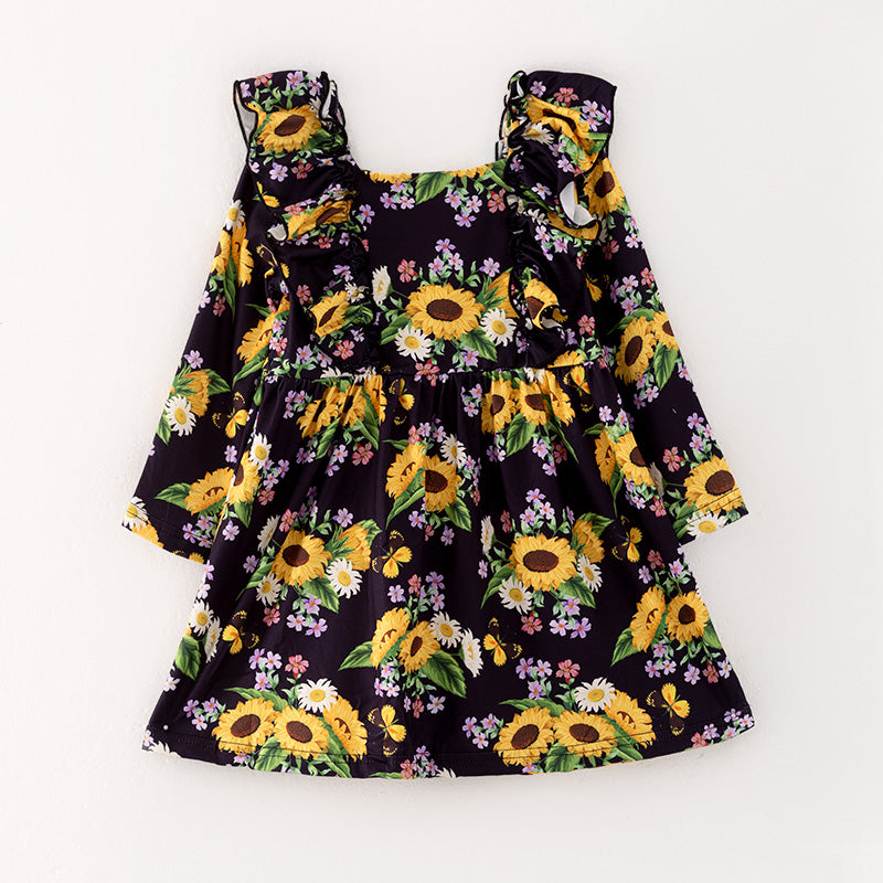 （In Stock L28-2-3）Girls Fall Floral Print Dress