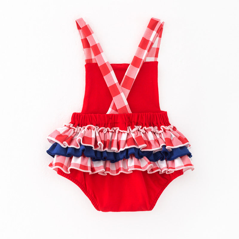 （In Stock）Toddler Girls Spring and Summer Baseball Applique Romper