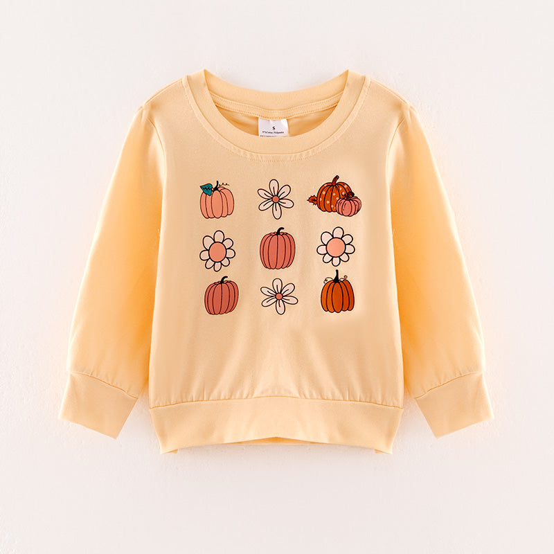 （In Stock L27-1-2）Mommy and Girls Buff Thanksgiving Print Top