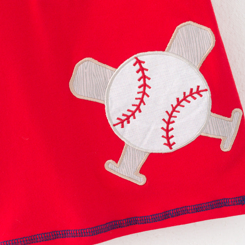 （In Stock）Boys Spring and Summer Baseball Applique Top