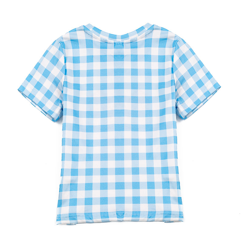 Boy's Farm Embroidered Smocked Plaid Top