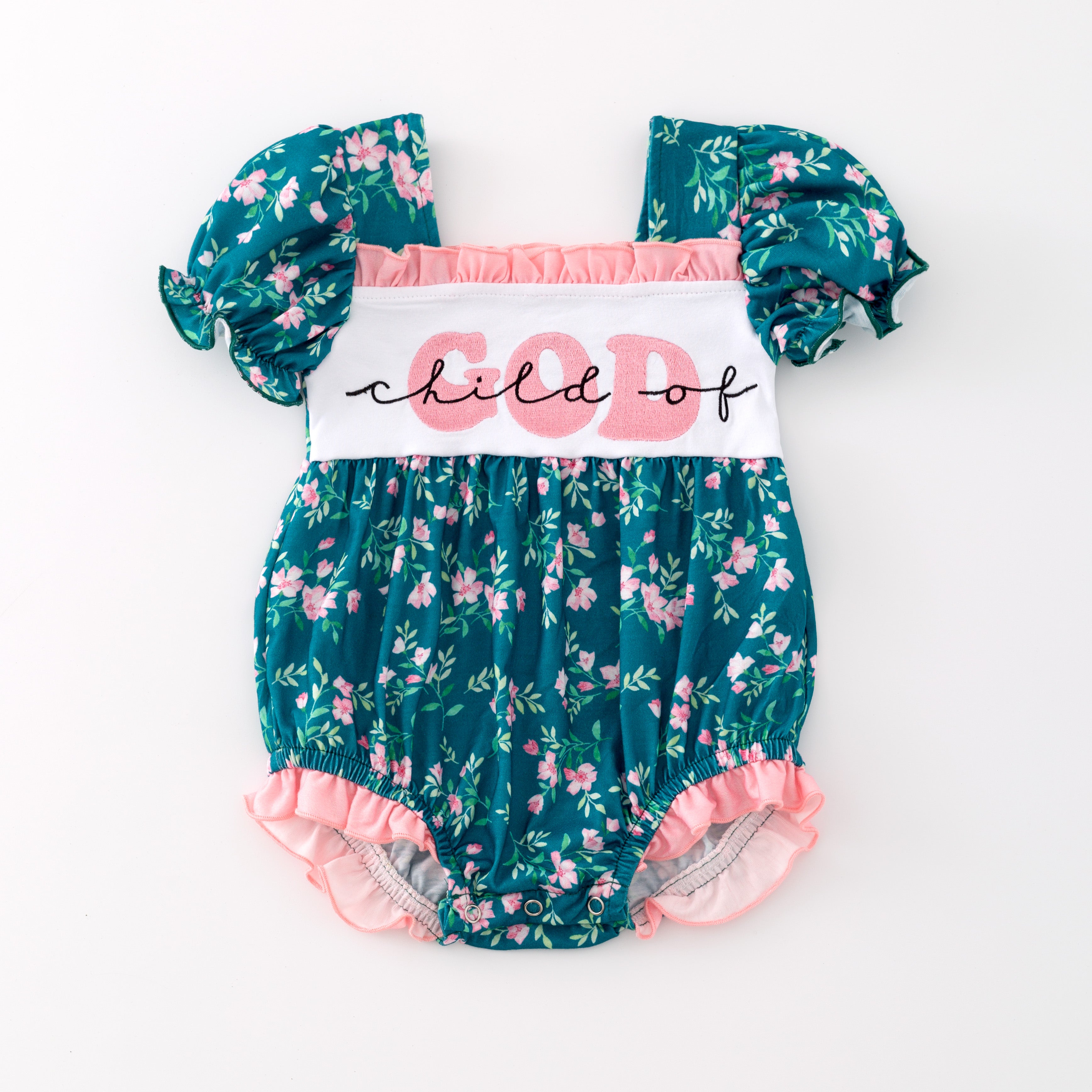 (Pre Order)Baby Girls Child Of God Embroided Romper