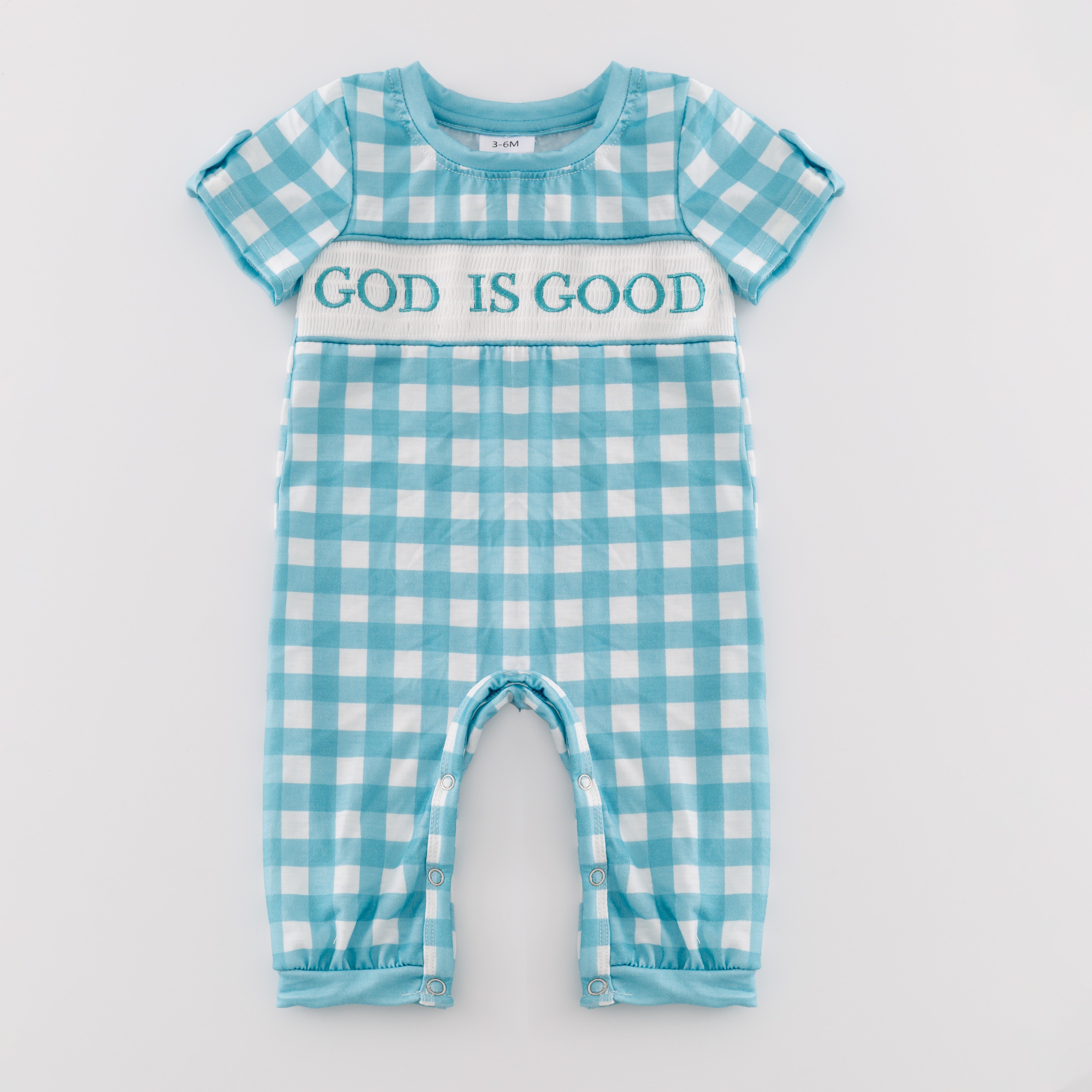 (Pre Order)Boys God Is Good Embroided Romper