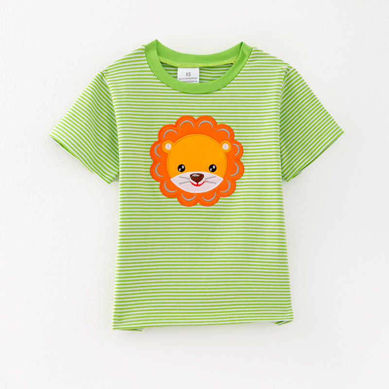 （In Stock）Boys Spring and Summer Lion Applique Cotton Top