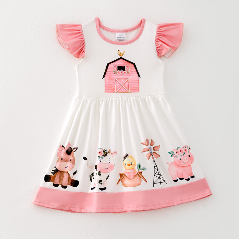 （In Stock）One Pack(10 Pieces total) Sale  Girls Spring and Summer Farm Print Dress