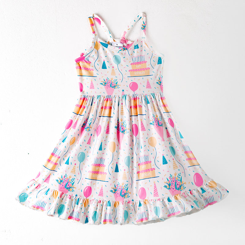 Girls Birthday Suspenders Dress