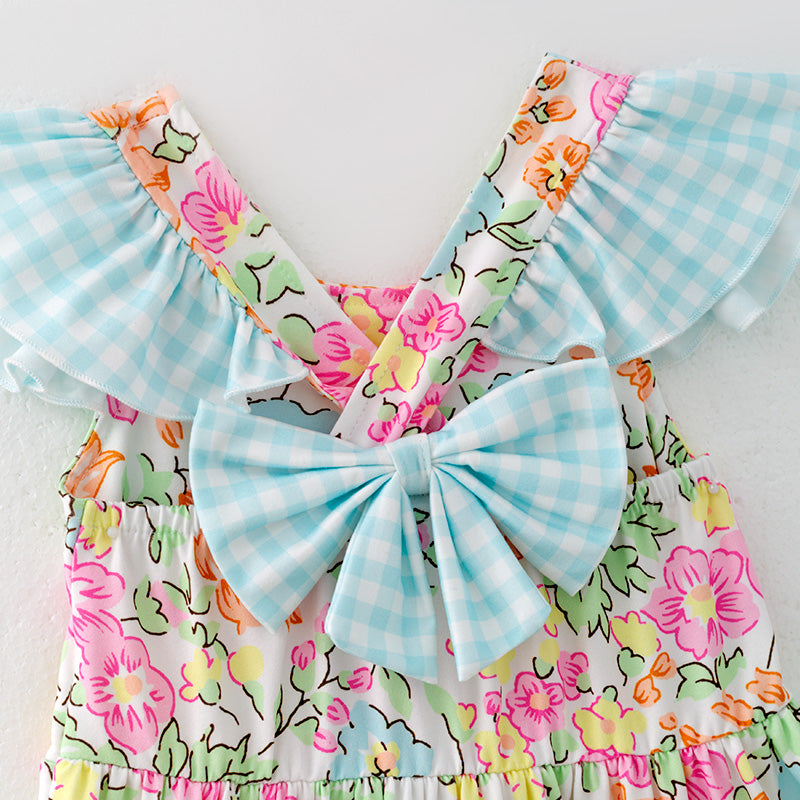 （In Stock）Girls Spring and Summer Floral Print Dress