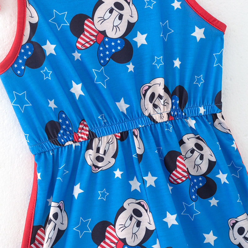 （In Stock）Girls Spring and Summer Cartoon Print Jumpsuit