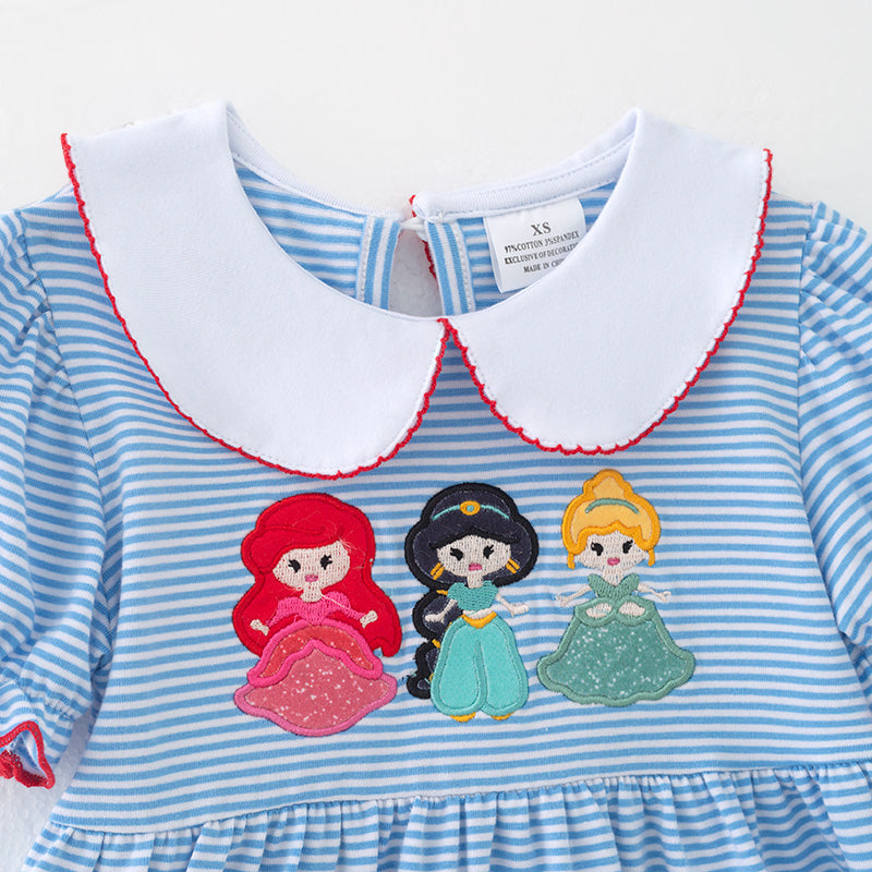 （In Stock）Girls Spring and Summer Princess Applique Cotton Dress