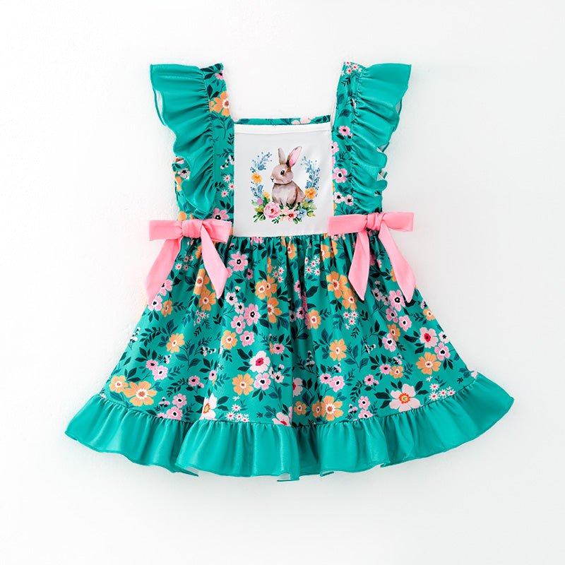 （In Stock）Girls Easter Bunny Print Dress