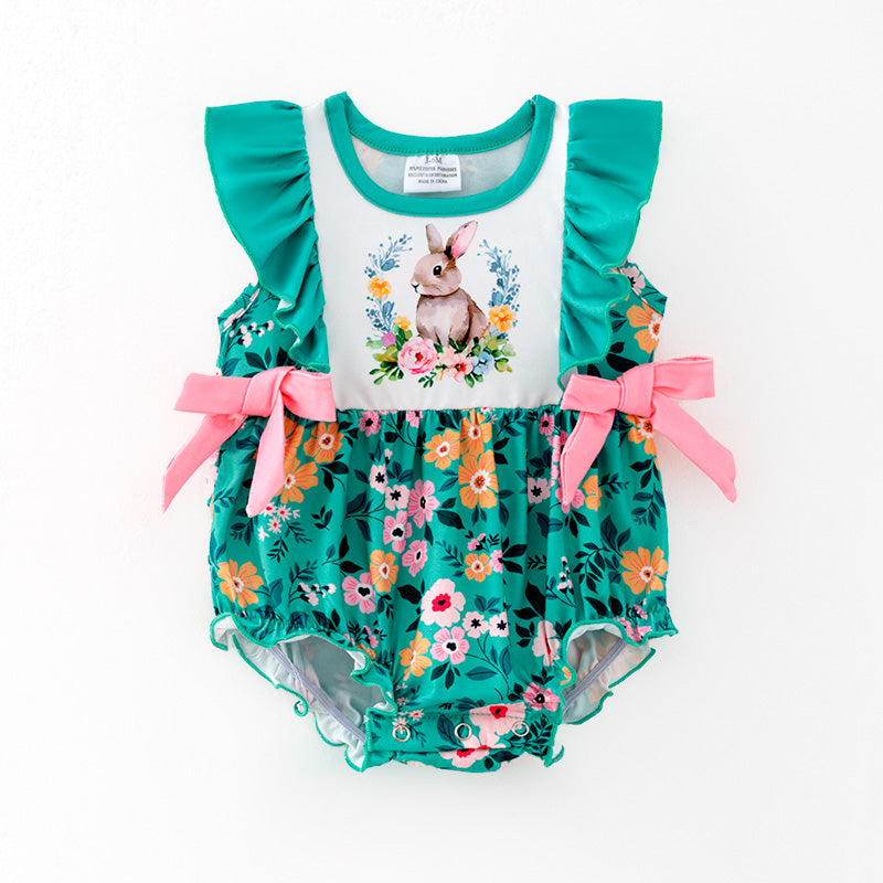 （In Stock）Toddler Girls Easter Bunny Print Romper