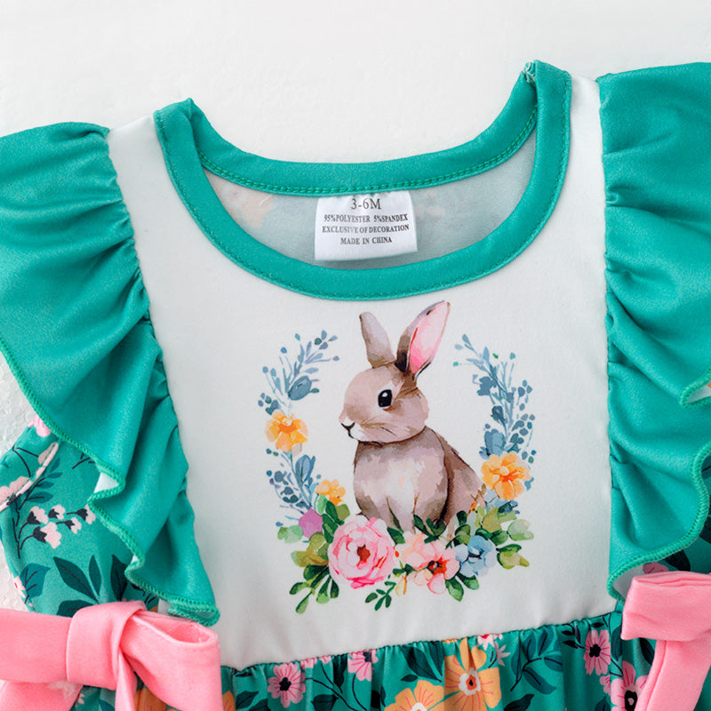 （In Stock）Toddler Girls Easter Bunny Print Romper