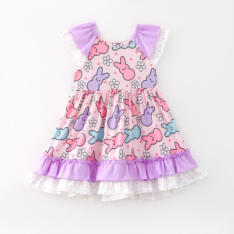 （In Stock）Girls Easter Bunny Print Dress