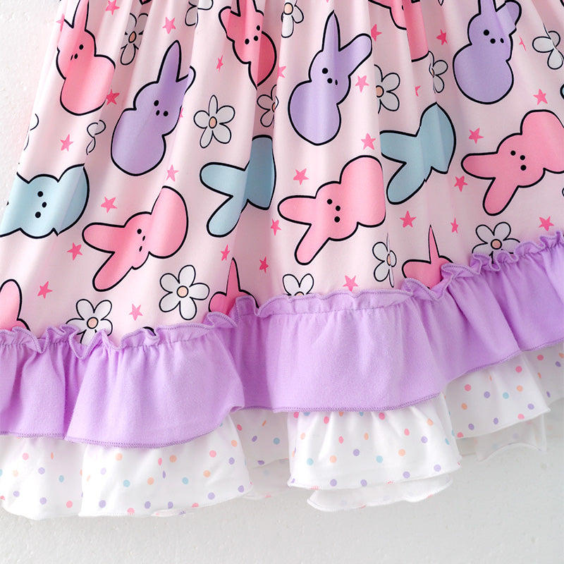 （In Stock）Girls Easter Bunny Print Dress