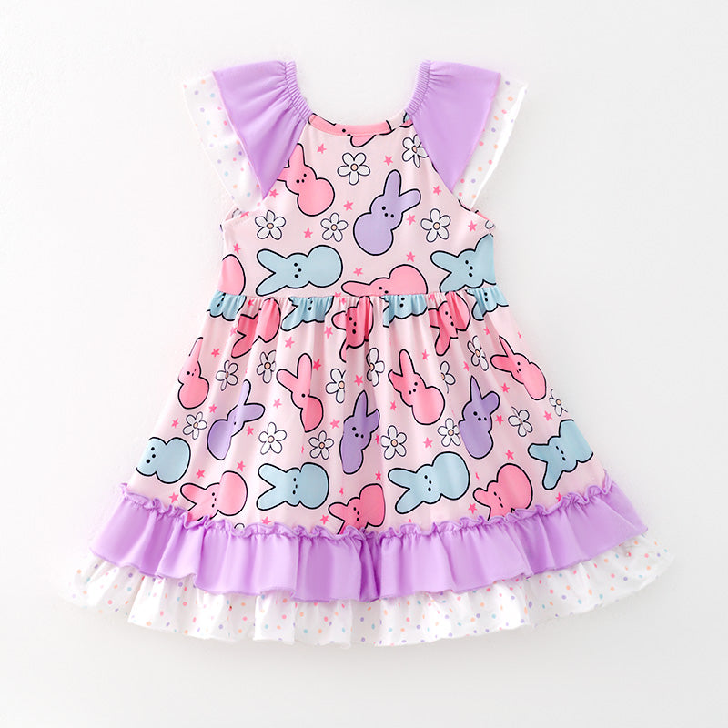 （In Stock）Girls Easter Bunny Print Dress