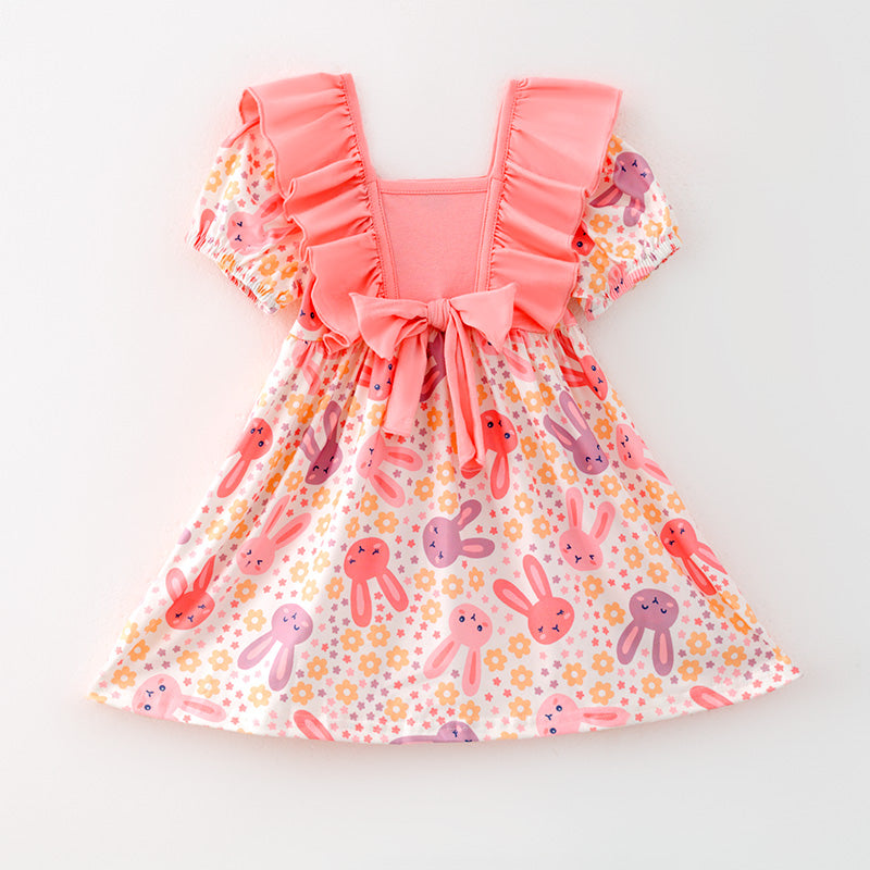 （In Stock）Girls Easter Bunny Print Dress