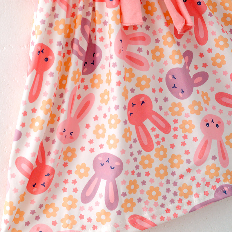 （In Stock）Girls Easter Bunny Print Dress