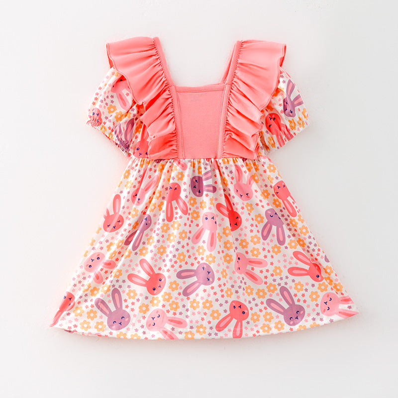 （In Stock）Girls Easter Bunny Print Dress