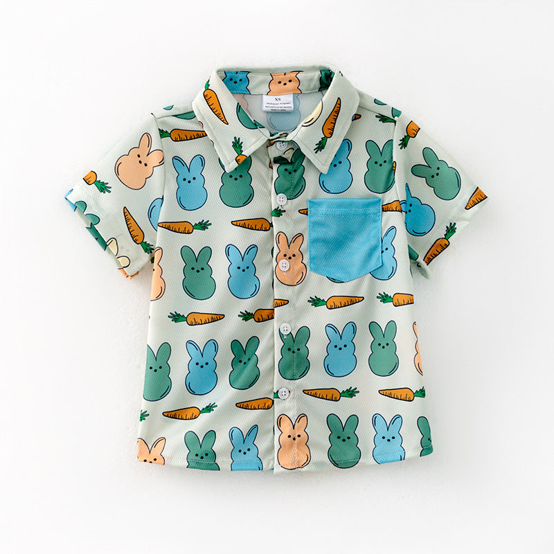 （In Stock）Boys Easter Bunny Print Shirt