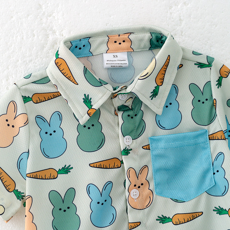 （In Stock）Boys Easter Bunny Print Shirt