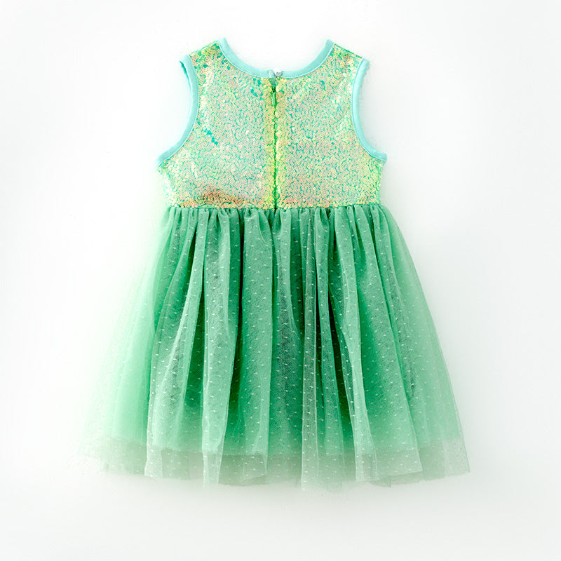 （In Stock）Girls Easter Light Green Sequin Tulle Dress