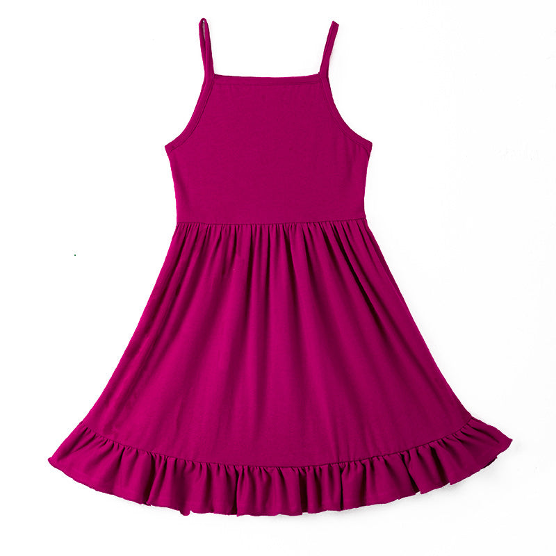 Girls' Plum Solid Cotton Sundress