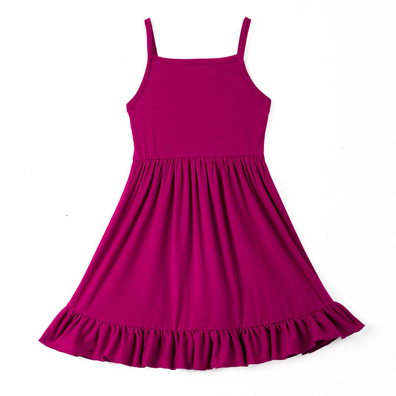 Girls' Plum Solid Cotton Sundress