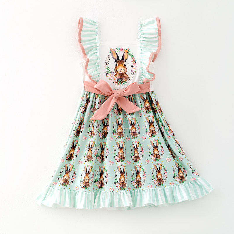 （In Stock）Girls Easter Bunny Print Slip Dress