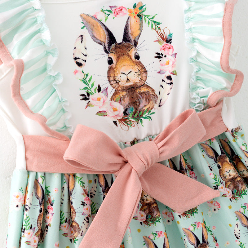 （In Stock）Girls Easter Bunny Print Slip Dress