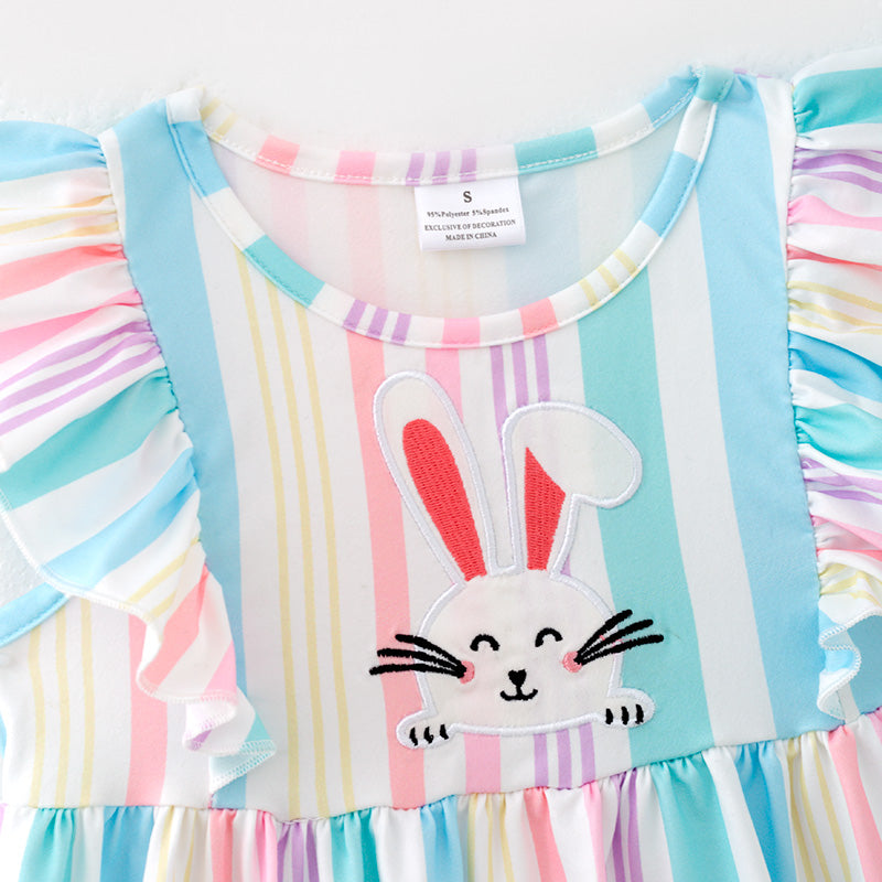 （In Stock）Girls Easter Bunny Applique Dress with Bunny Bag