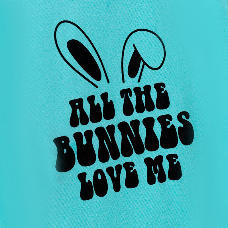 （In Stock）Boys Easter Bunny Print Turquoise Cotton Top