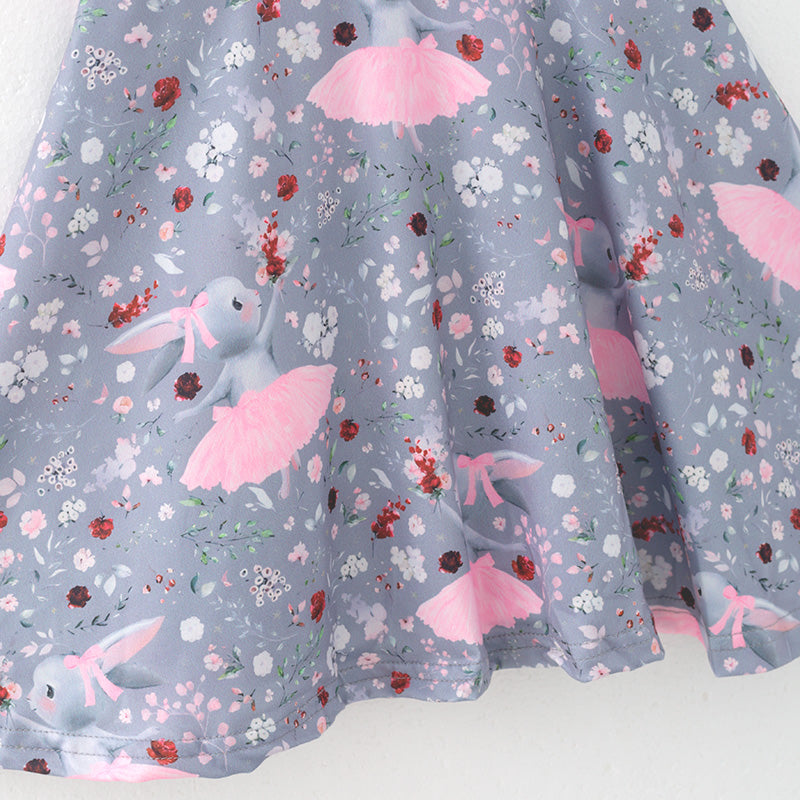 （In Stock）Girls Easter Bunny Print Milk Silk Dress