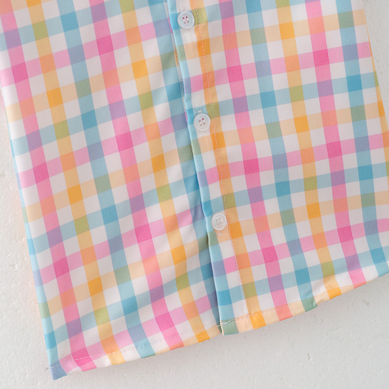 （In Stock）Boys Easter Multicolored Plaid Shirt