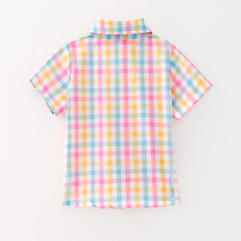 （In Stock）Boys Easter Multicolored Plaid Shirt