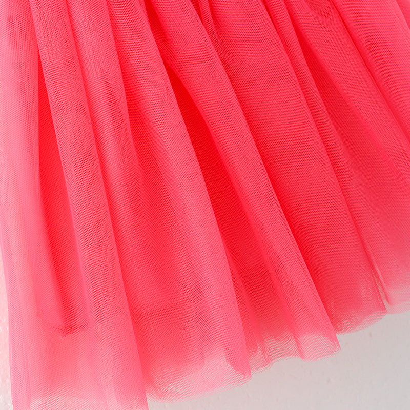 （In Stock）Girls Spring and Summer Rib Fabric Tulle Dress