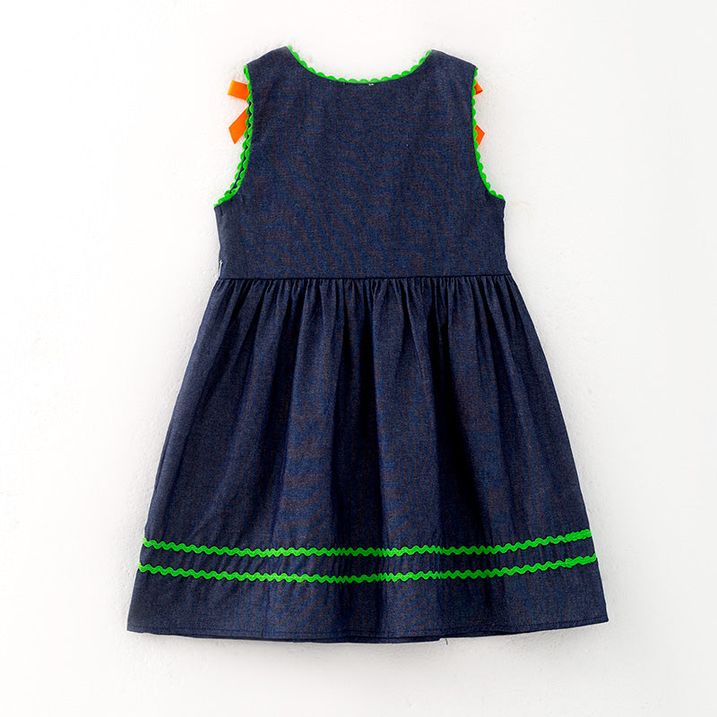 （In Stock）Girls Easter Carrot Applique Bow Slip Dress