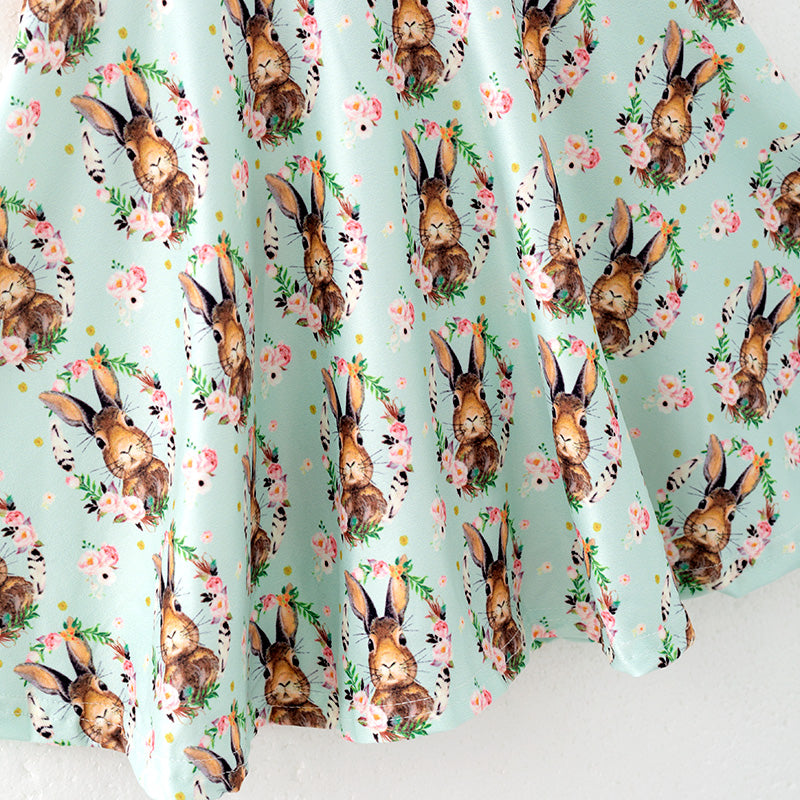 （In Stock）Girls Easter Bunny Print Milk Silk Dress