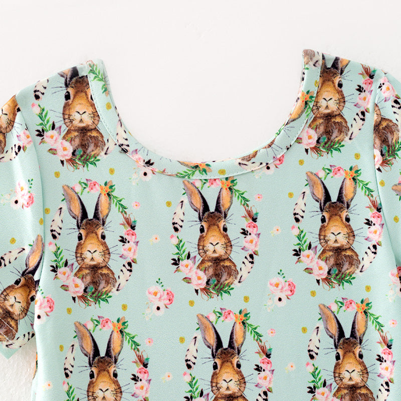 （In Stock）Girls Easter Bunny Print Milk Silk Dress