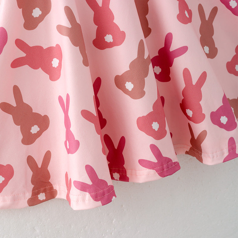 （In Stock）Girls Easter Bunny Print Milk Silk Dress