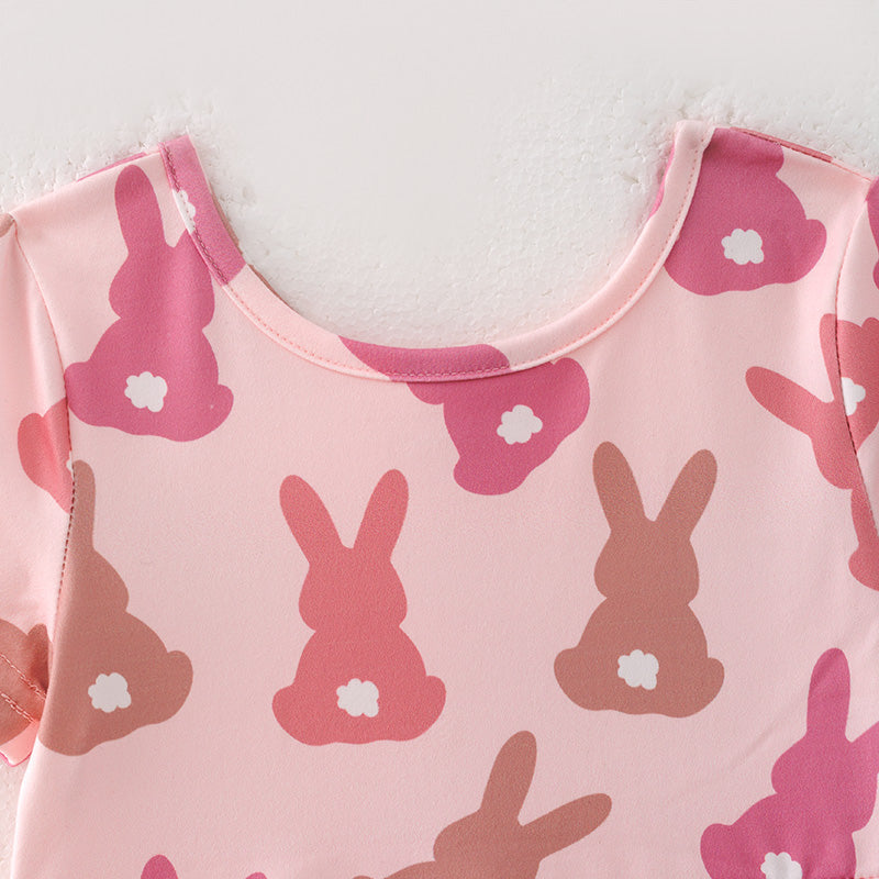 （In Stock）Girls Easter Bunny Print Milk Silk Dress